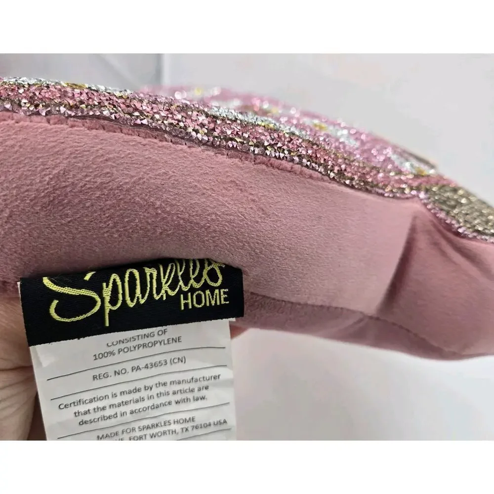 Sparkles Home Luminous Pink Flower Cowgirl Boot Rhinestone Shaped Throw Pillow